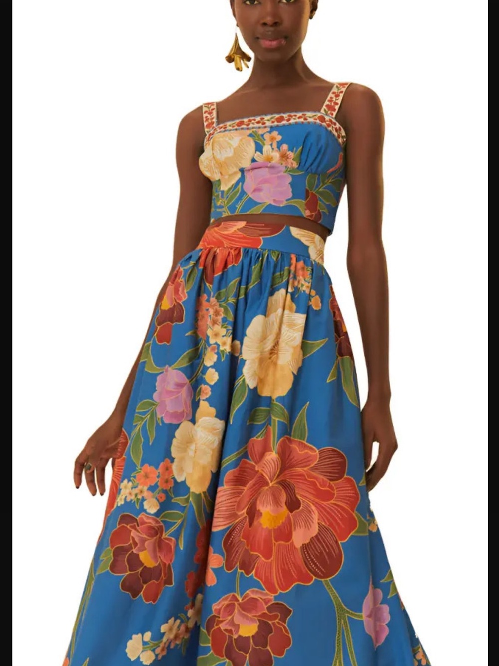 Farm Rio Duda floral crop top (s) and maxi skirt (xs)